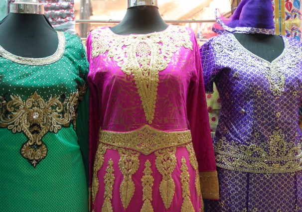 Brightly colored dresses